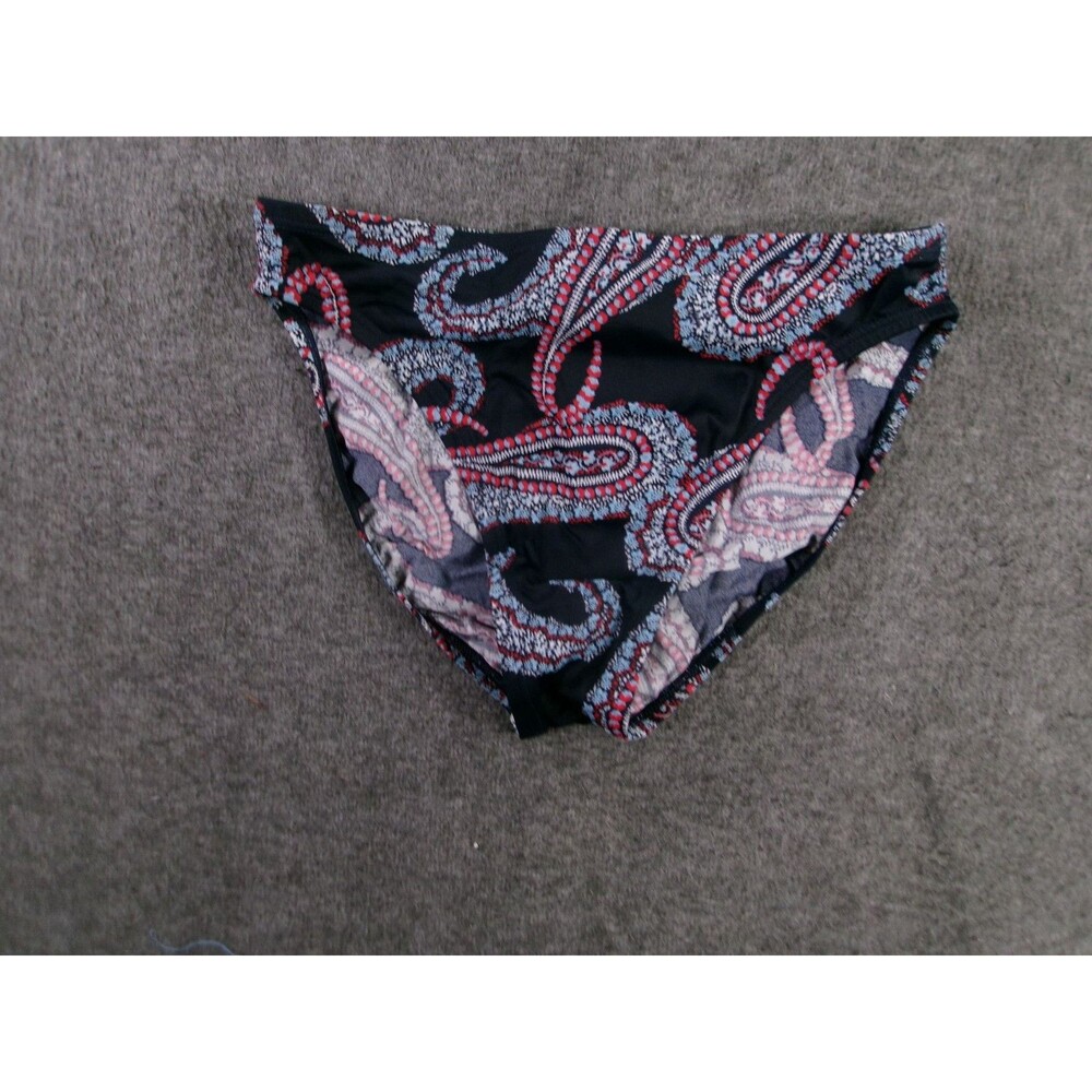 Tommy Hilfiger Bikini Bottoms Womens 8 Navy Red Paisley Lined Swim Briefs Low